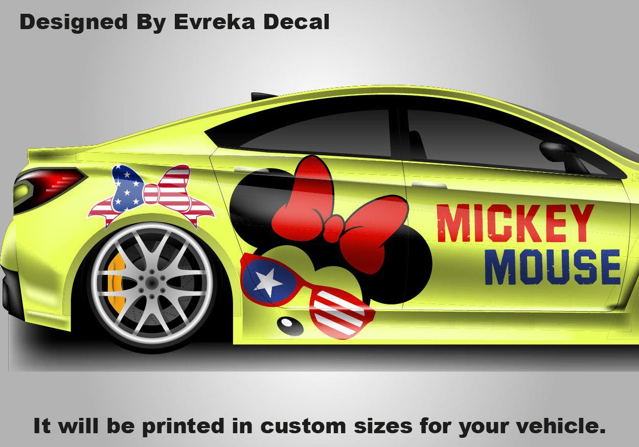 Floral Mickey Decal, Disney Decal, Disney Car Sticker, Disney Gift, Mickey, Mickey Gift, Gift for He - Evreka Decal