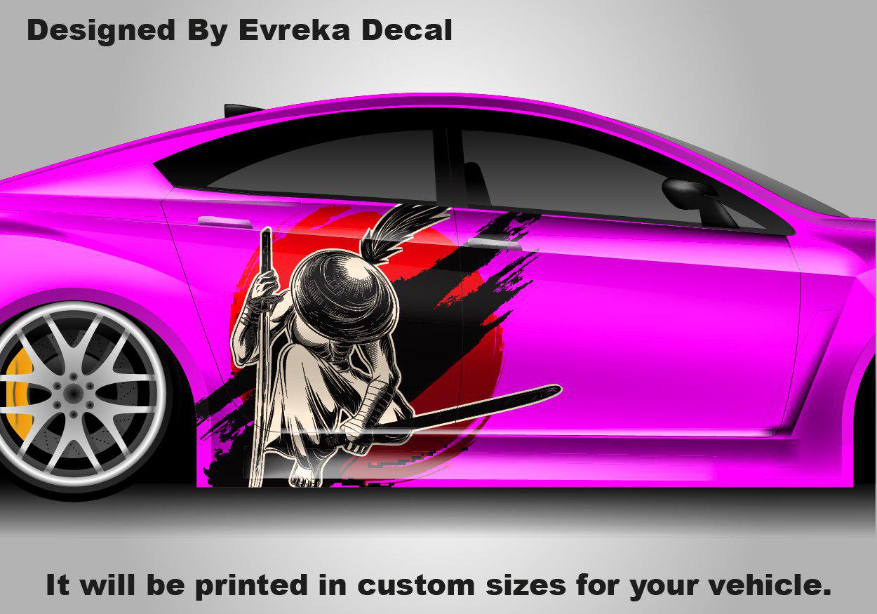 Custom Samurai Livery Racing Side Wrap; JDM Inspired Samurai Custom Decal Side - Evreka Decal