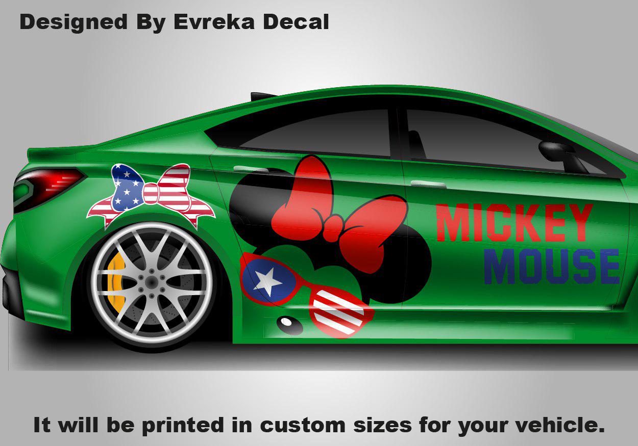 Floral Mickey Decal, Disney Decal, Disney Car Sticker, Disney Gift, Mickey, Mickey Gift, Gift for He - Evreka Decal