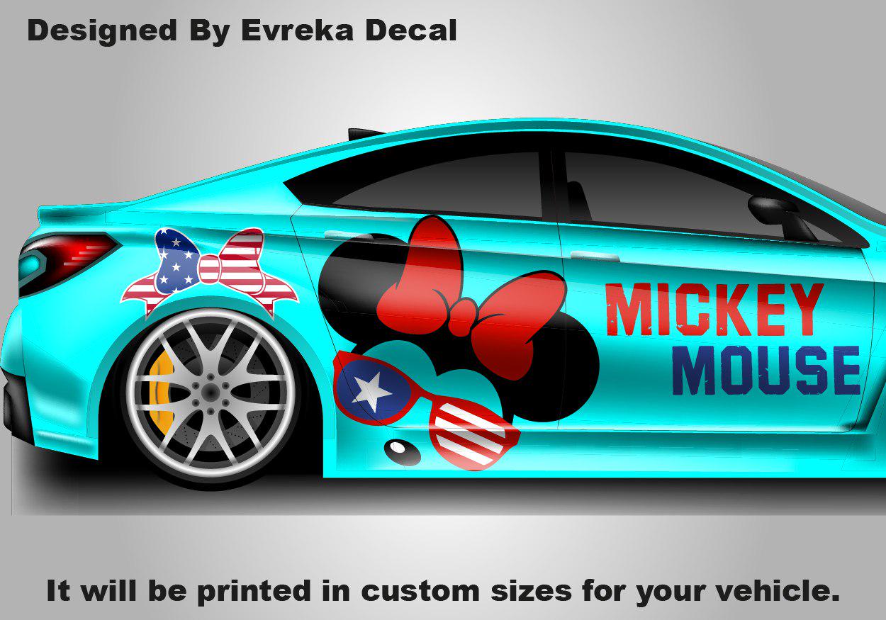 Floral Mickey Decal, Disney Decal, Disney Car Sticker, Disney Gift, Mickey, Mickey Gift, Gift for He - Evreka Decal