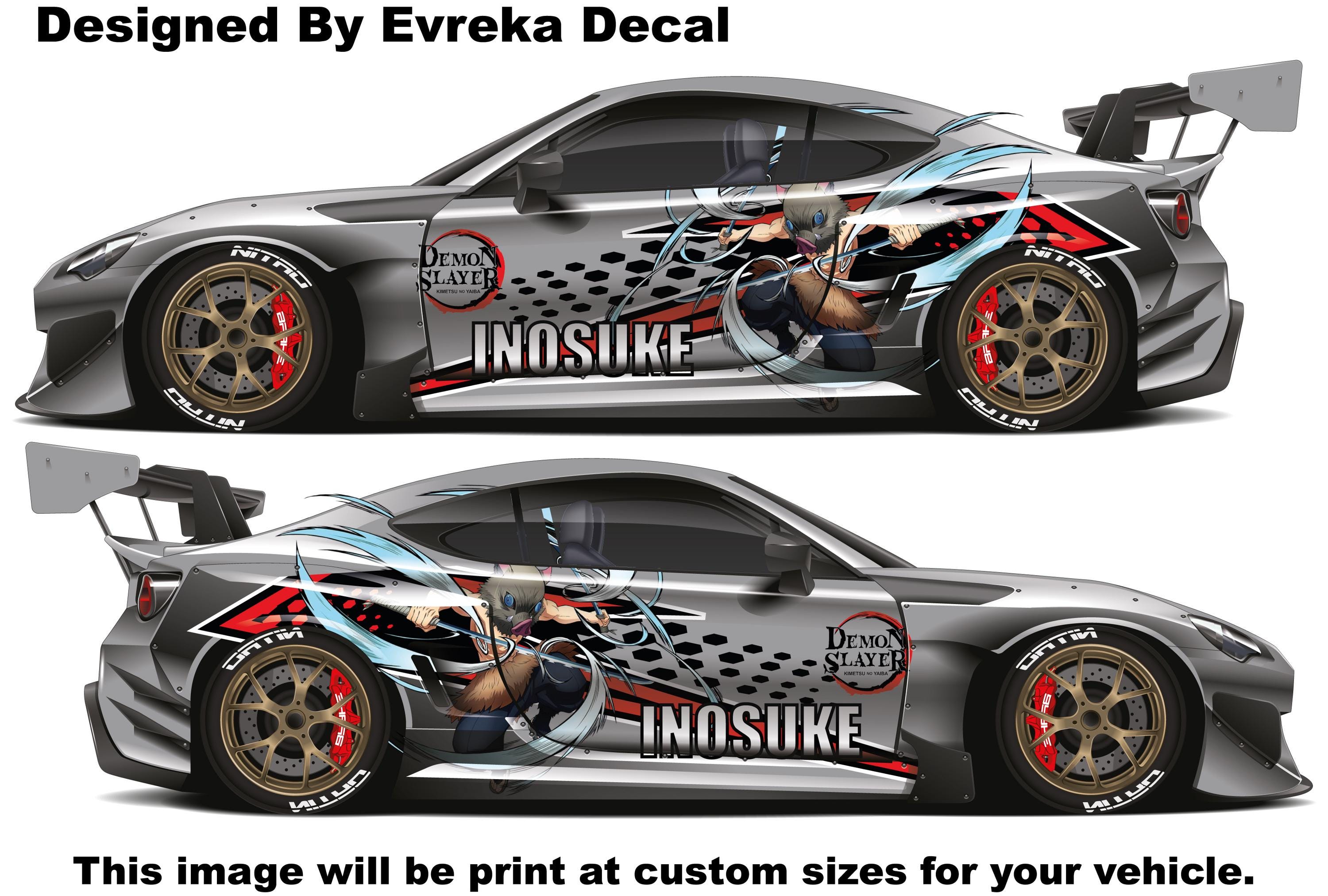 Demon Style Car Anime Decal, Inosuke Anime car sticker, Car Decals, Large Vehicle Graphics, Side Car Decal, Universal Size, Car Livery - Evreka Decal