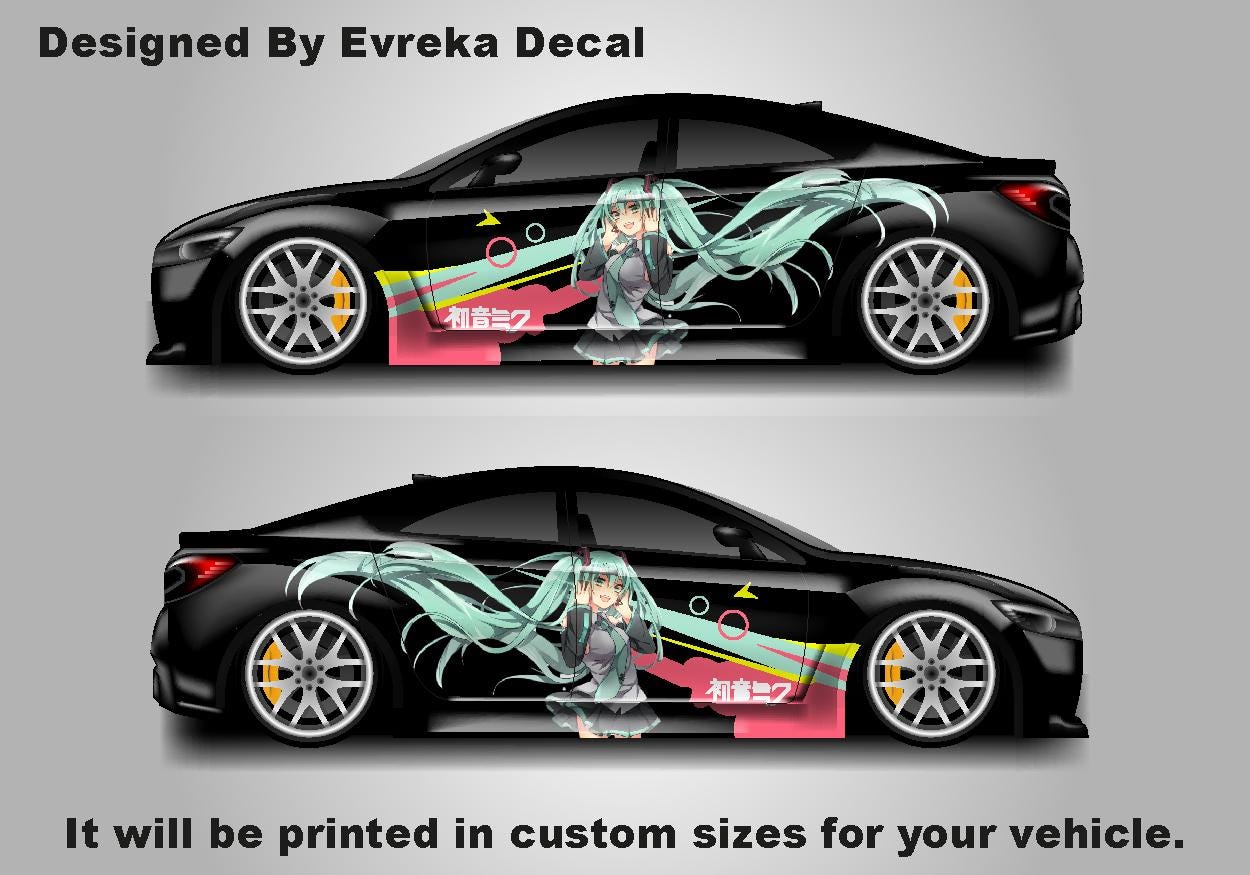 Anime ITASHA Hatsune Miku Car Wrap Door Side Fit With Any Cars Vinyl Graphics Car Stickers Car Decal - Evreka Decal
