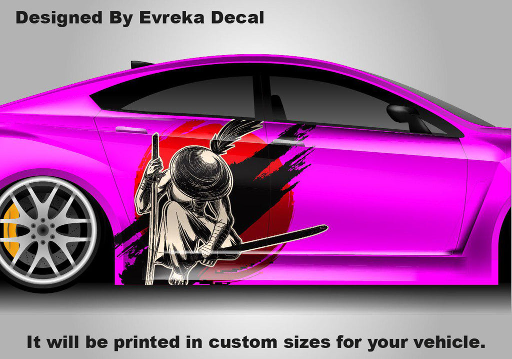 Custom Samurai Livery Racing Side Wrap; JDM Inspired Samurai Custom Decal Side - Evreka Decal