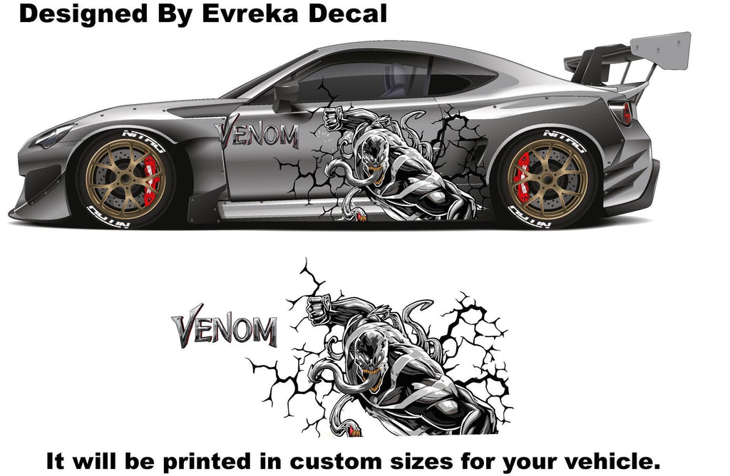 Venom Designed NEW Design Large - Car Livery, Cast Vinyl Wrap, Universal Size, Car Wrap - Evreka Decal