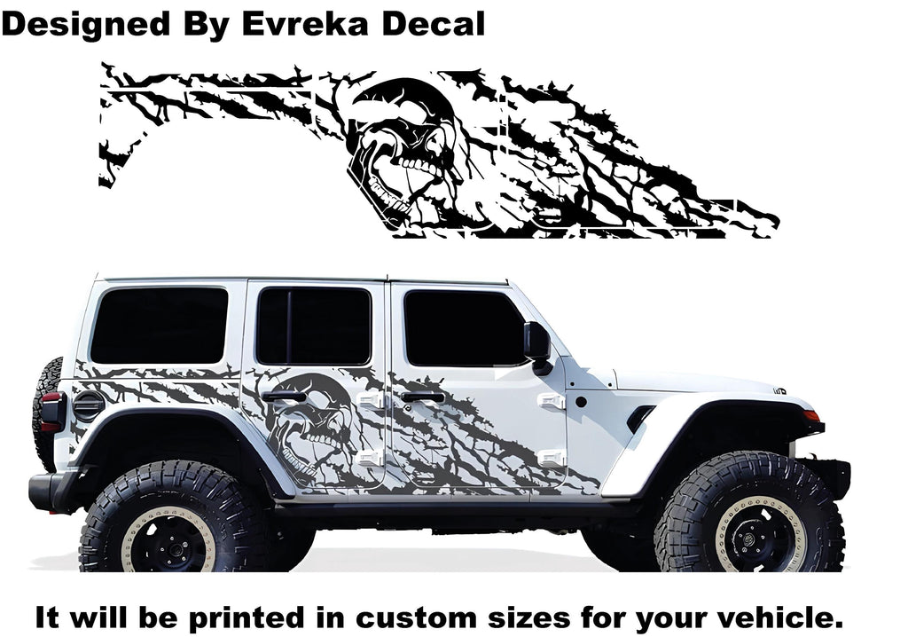 Factory Crafts Nightmare Side Graphic Kit Cast Vinyl Decal Wrap for Jeep Wrangler JL 4 Door - Evreka Decal