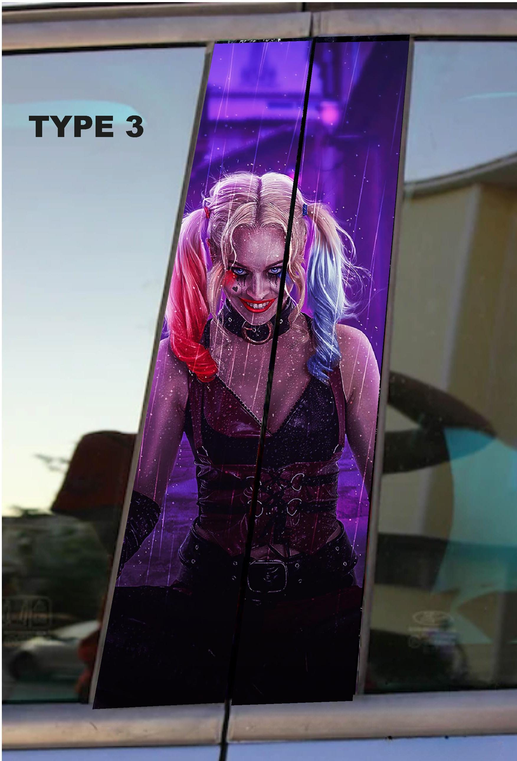 Harley Quınn Car Doors Livery Pillar Decal Sticker Wrap - Harley Quınn Car Decal - high quality graphics - fits for any vehicle - Evreka Decal