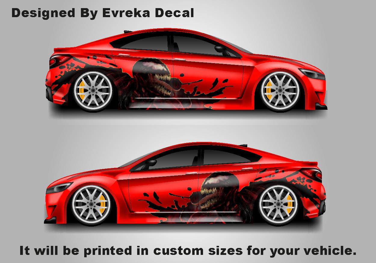 Carnage Car decal , American superhero the Marvel Comics character, Carnage Designed Car Livery, Cast Vinyl Wrap, Universal Size, Car Wrap - Evreka Decal