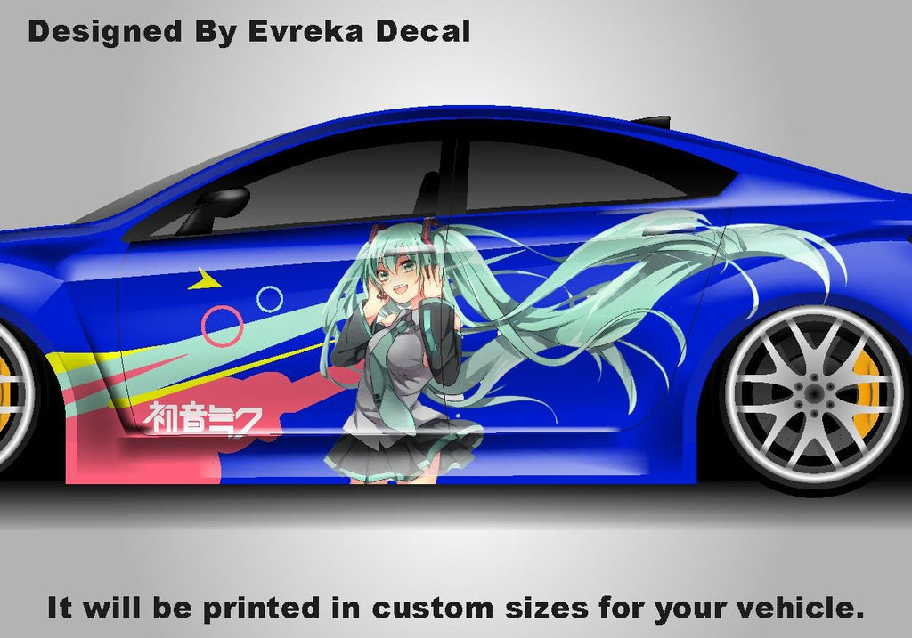 Anime ITASHA Hatsune Miku Car Wrap Door Side Fit With Any Cars Vinyl Graphics Car Stickers Car Decal - Evreka Decal