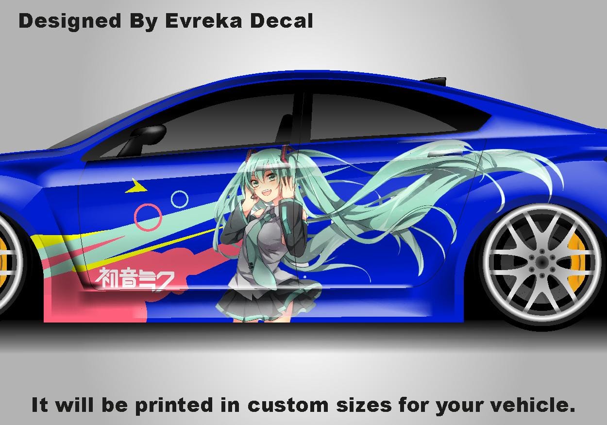Anime ITASHA Hatsune Miku Car Wrap Door Side Fit With Any Cars Vinyl Graphics Car Stickers Car Decal - Evreka Decal