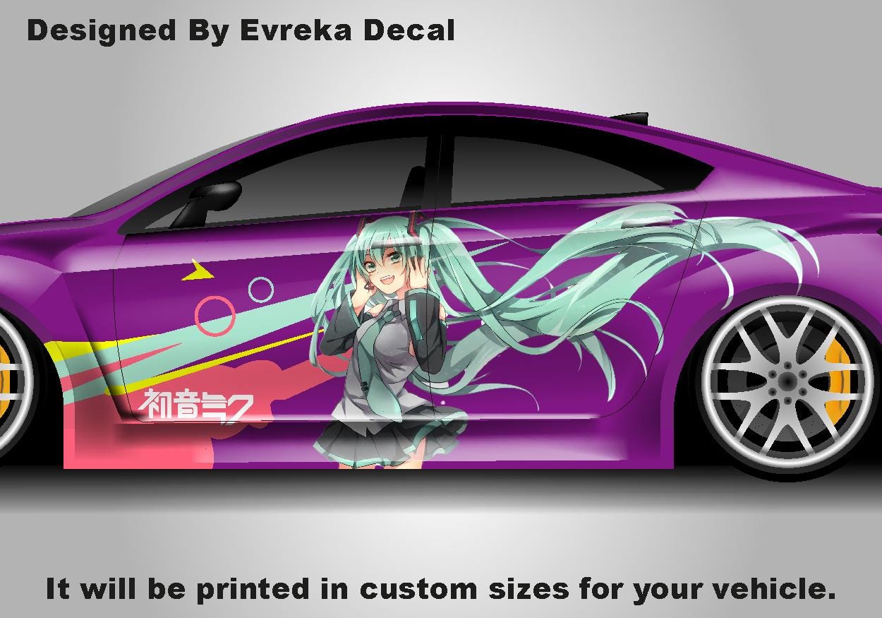 Anime ITASHA Hatsune Miku Car Wrap Door Side Fit With Any Cars Vinyl Graphics Car Stickers Car Decal - Evreka Decal
