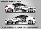 Anime Girl Car Side Wrap, Cartoon Drawing Graphics, Vinyl Livery Decal fit any car, Universal Size, Car Wrap - Evreka Decal