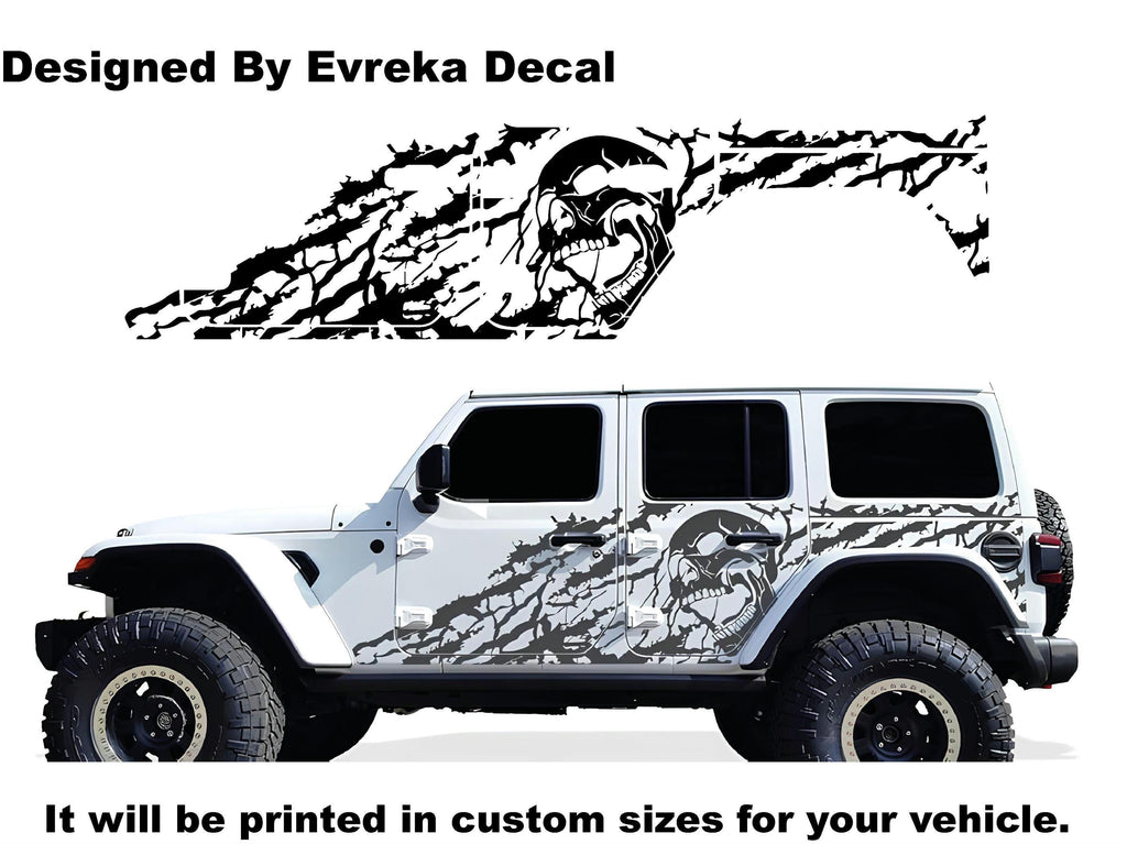 Factory Crafts Nightmare Side Graphic Kit Cast Vinyl Decal Wrap for Jeep Wrangler JL 4 Door - Evreka Decal