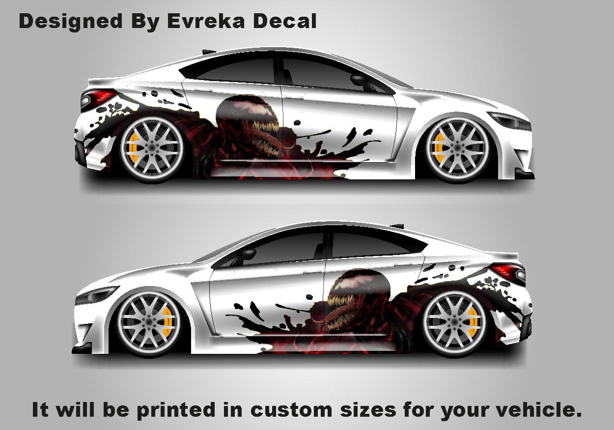 Carnage Car decal , American superhero the Marvel Comics character, Carnage Designed Car Livery, Cast Vinyl Wrap, Universal Size, Car Wrap - Evreka Decal