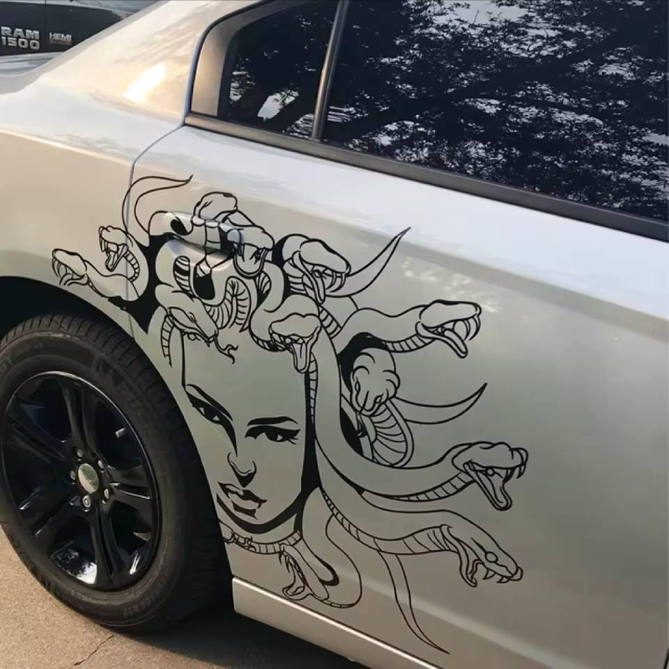 2x Medusa Design Vinyl Cut Sticker for Car Body,Door,Hood Exterior Accessories Snake PVC Decal Waterproof,Sun protection - Evreka Decal