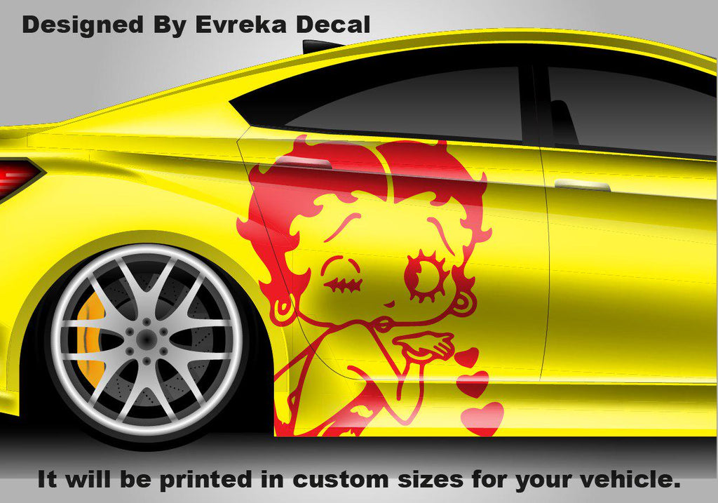 Betty Boop Car Decals: Car Vinyl | Hood And Car Side Decal | Comics character, Car Side Decal , Designed Car Livery, Cast Vinyl Wrap - Evreka Decal