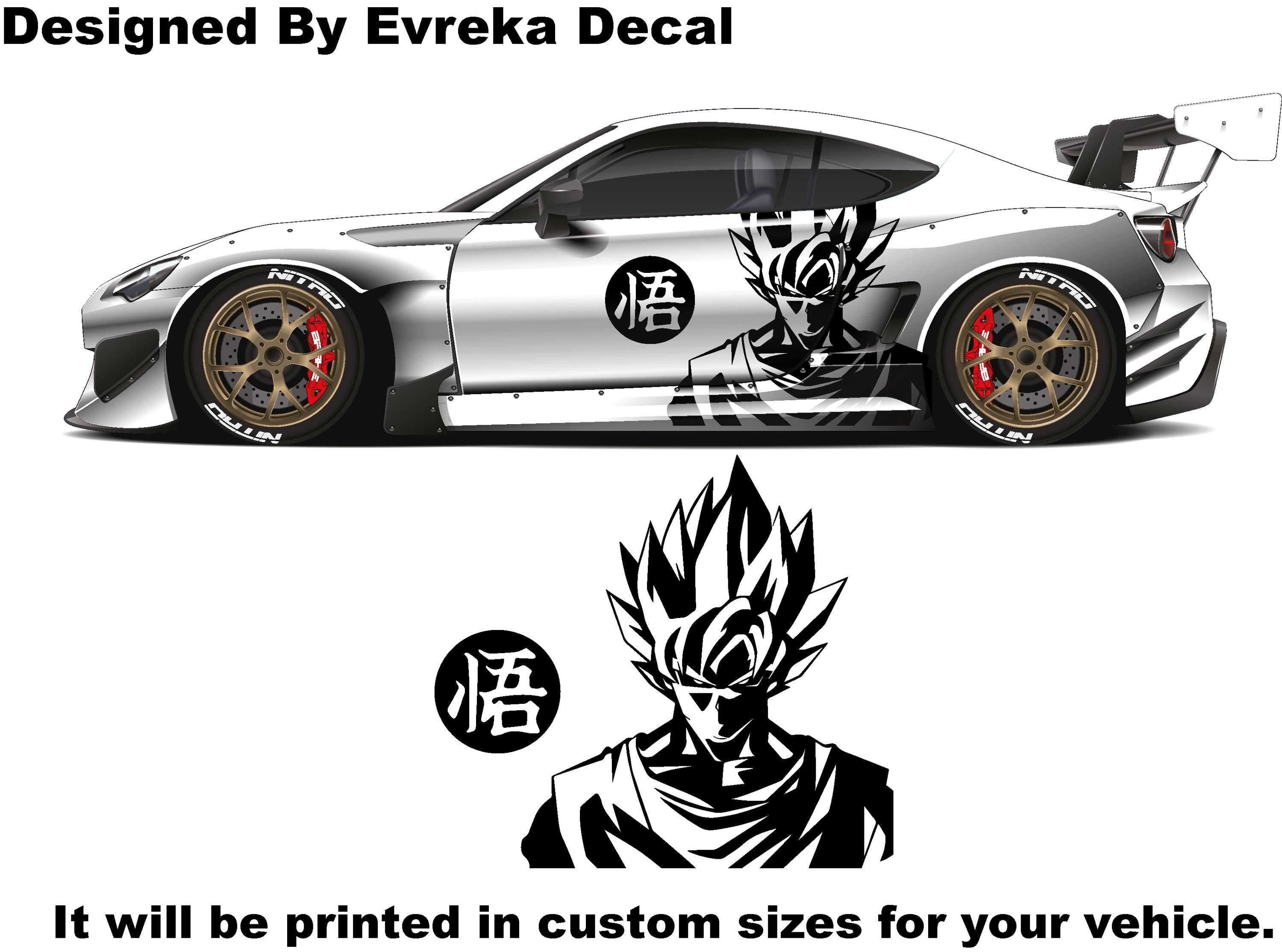 Goku Both Side x2, Anime, Car Livery, Cast Vinyl Wrap, Universal Size, Car Wrap, Car Decal, Car Foil Design - Evreka Decal