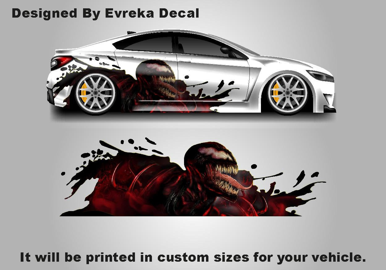 Carnage Car decal , American superhero the Marvel Comics character, Carnage Designed Car Livery, Cast Vinyl Wrap, Universal Size, Car Wrap - Evreka Decal