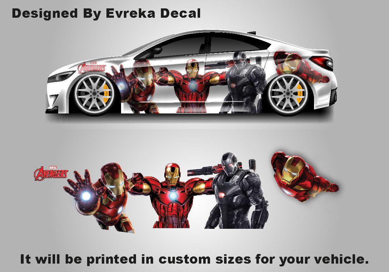 Iron Man, Car Livery, Cast Vinyl Wrap, Universal Size, Car Wrap, Car Decal, Car Foil Design - Evreka Decal