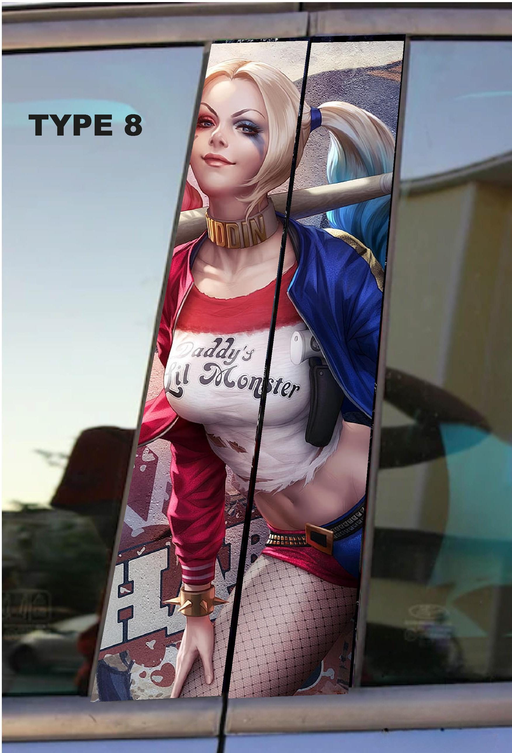 Harley Quınn Car Doors Livery Pillar Decal Sticker Wrap - Harley Quınn Car Decal - high quality graphics - fits for any vehicle - Evreka Decal