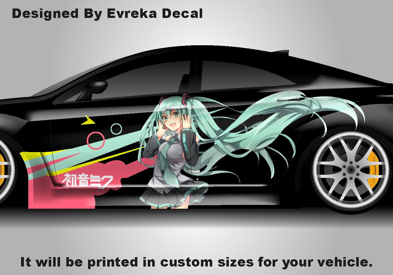 Anime ITASHA Hatsune Miku Car Wrap Door Side Fit With Any Cars Vinyl Graphics Car Stickers Car Decal - Evreka Decal
