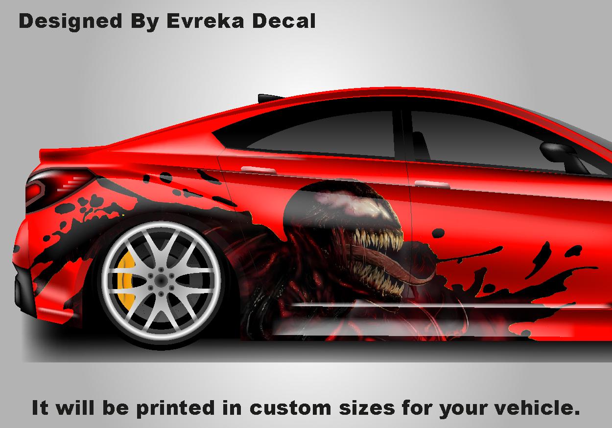 Carnage Car decal , American superhero the Marvel Comics character, Carnage Designed Car Livery, Cast Vinyl Wrap, Universal Size, Car Wrap - Evreka Decal