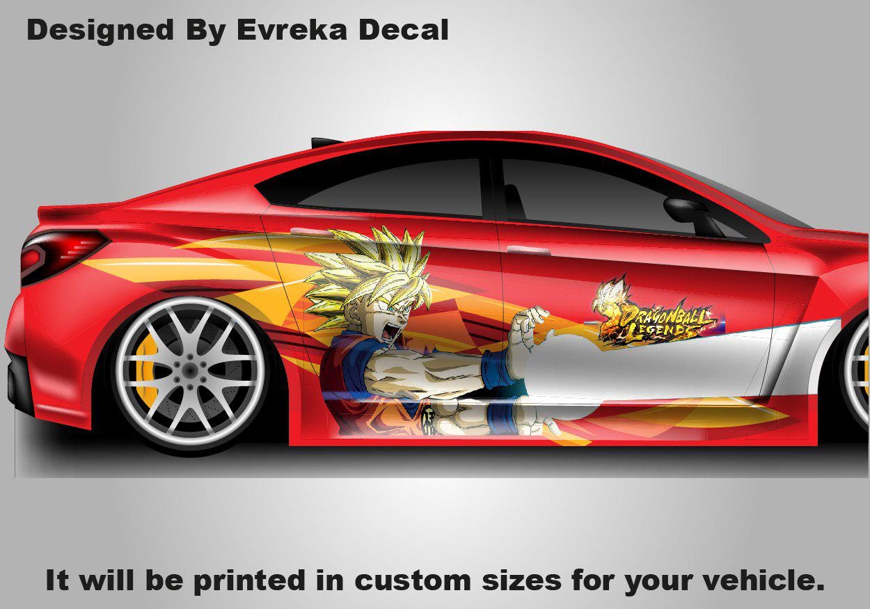 Goku Car Decal, Dragon Ball Legends Anime, Car Livery, Cast Vinyl Wrap, Universal Size, Car Wrap, Car Decal, Car Foil Design - Evreka Decal