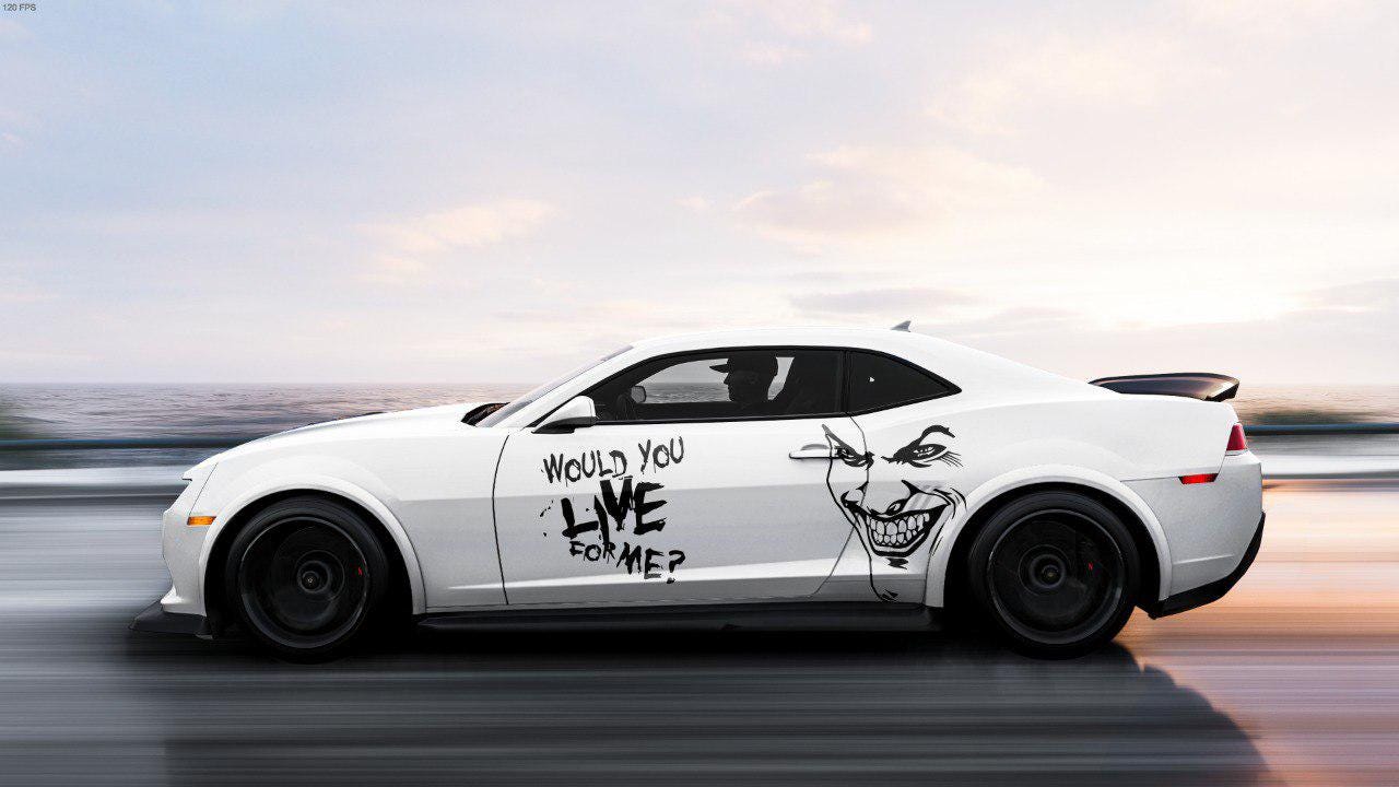 Joker Would You Live For Me, the greatest villain ever, JOKER, Super Hero Villain Inspired Car Side Decal, Universal Size, Cast Vinyl Wrap - Evreka Decal