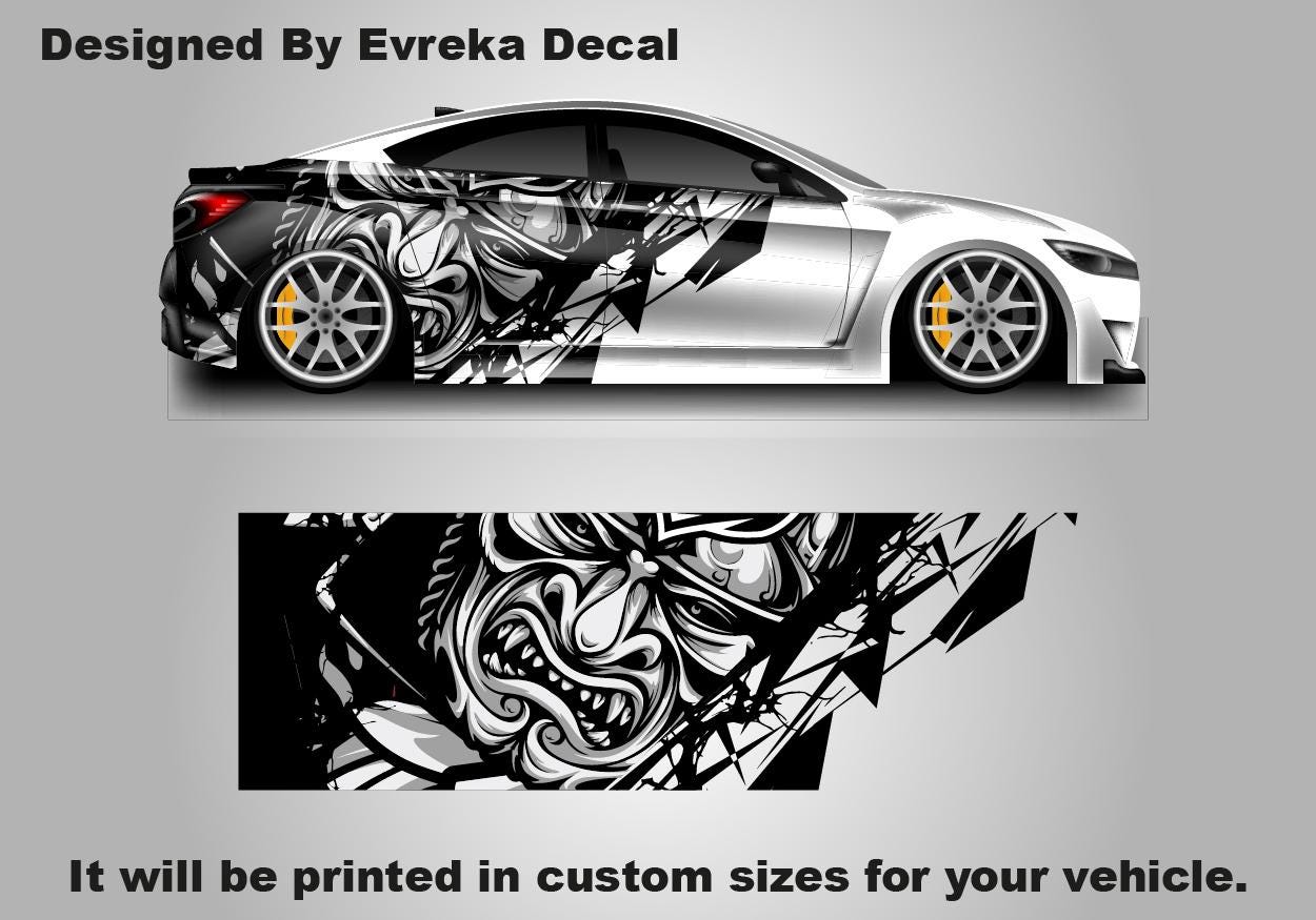 Samurai Car Wrap, Japanese Vehicle Shine, Cast Vinyl Wrap, Universal Size Samurai Anime Car Sticker Car Decal - Evreka Decal