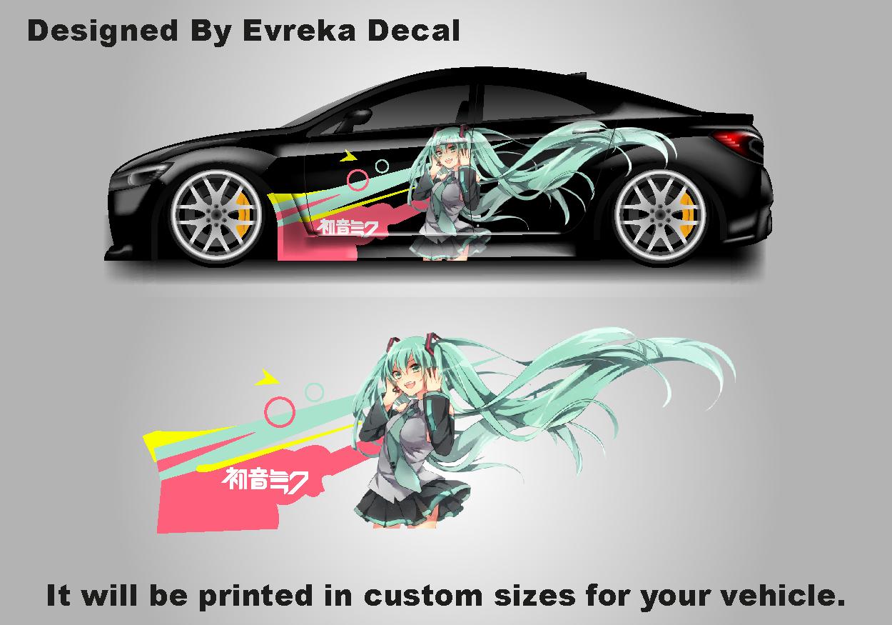 Anime ITASHA Hatsune Miku Car Wrap Door Side Fit With Any Cars Vinyl Graphics Car Stickers Car Decal - Evreka Decal