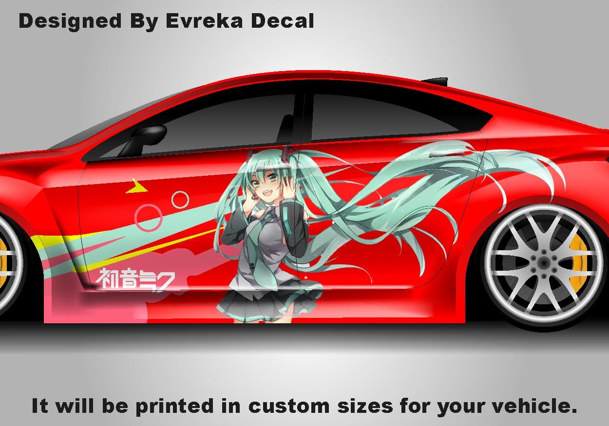 Anime ITASHA Hatsune Miku Car Wrap Door Side Fit With Any Cars Vinyl Graphics Car Stickers Car Decal - Evreka Decal