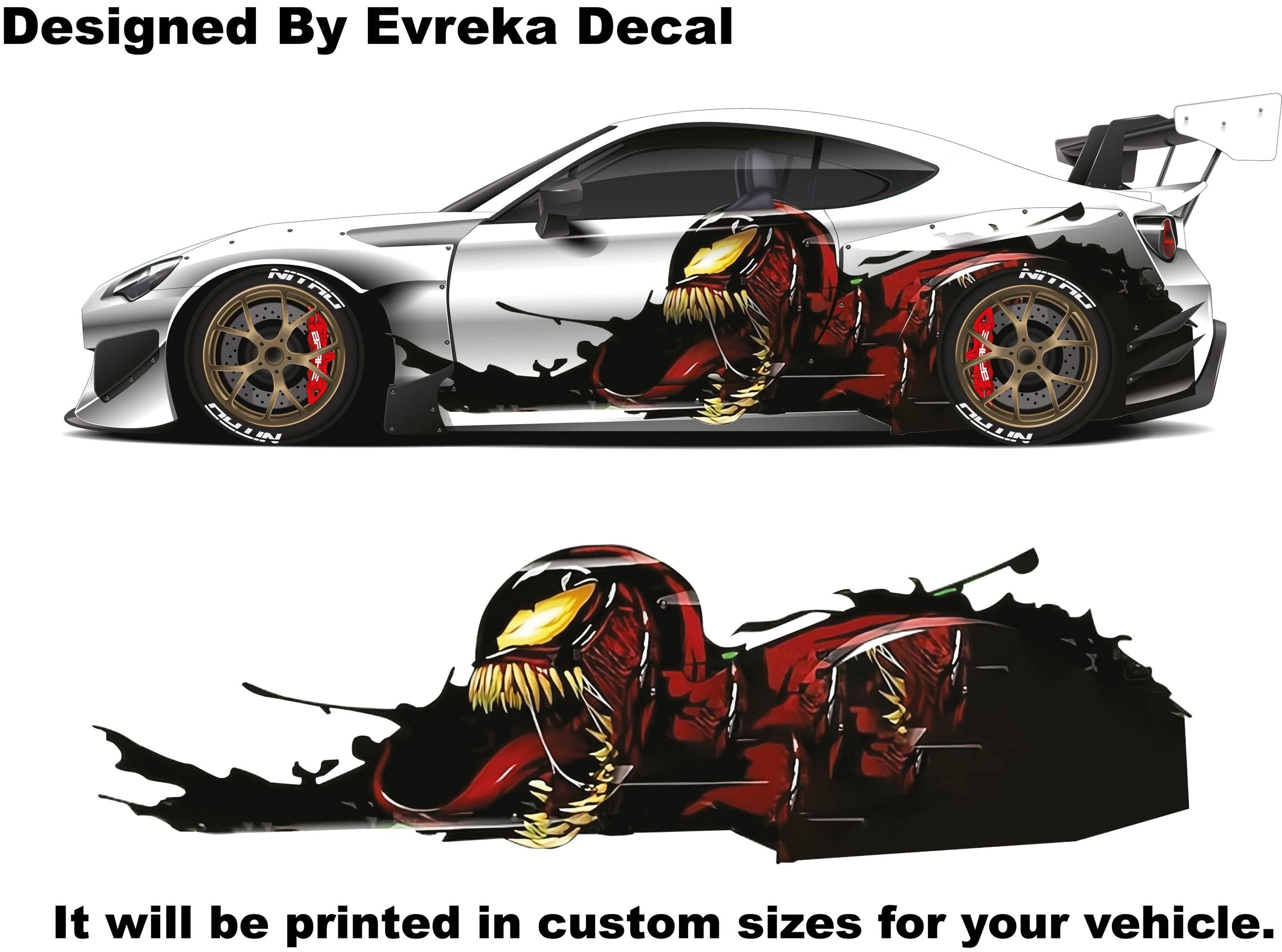 Venom New Design, American superhero the Marvel Comics character, Venom Designed Car Livery, Cast Vinyl Wrap, Universal Size, Car Wrap - Evreka Decal