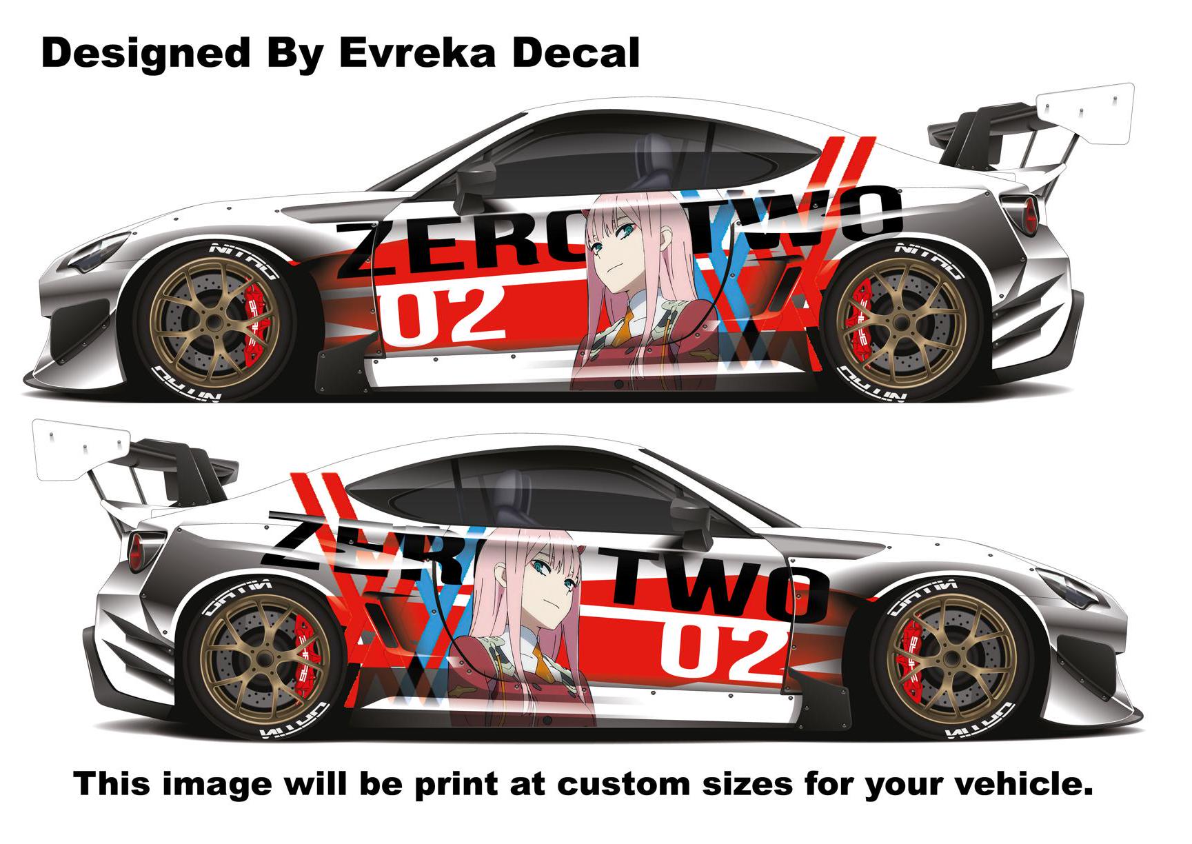Zero Two Japanese Anime Vehicle Shine Theme Side Car Wrap Vinyl Wrap Universal Size Sticker - Evreka Decal