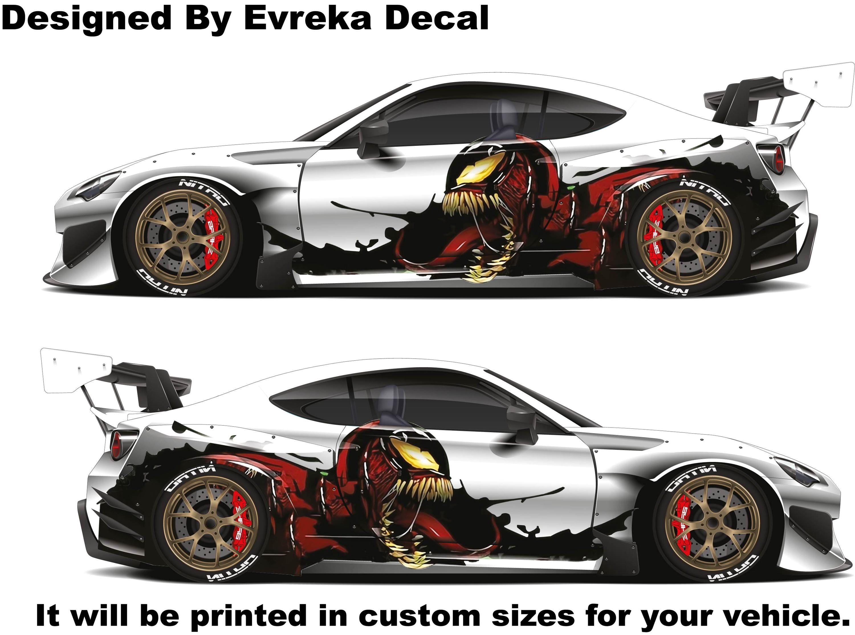 Venom New Design, American superhero the Marvel Comics character, Venom Designed Car Livery, Cast Vinyl Wrap, Universal Size, Car Wrap - Evreka Decal