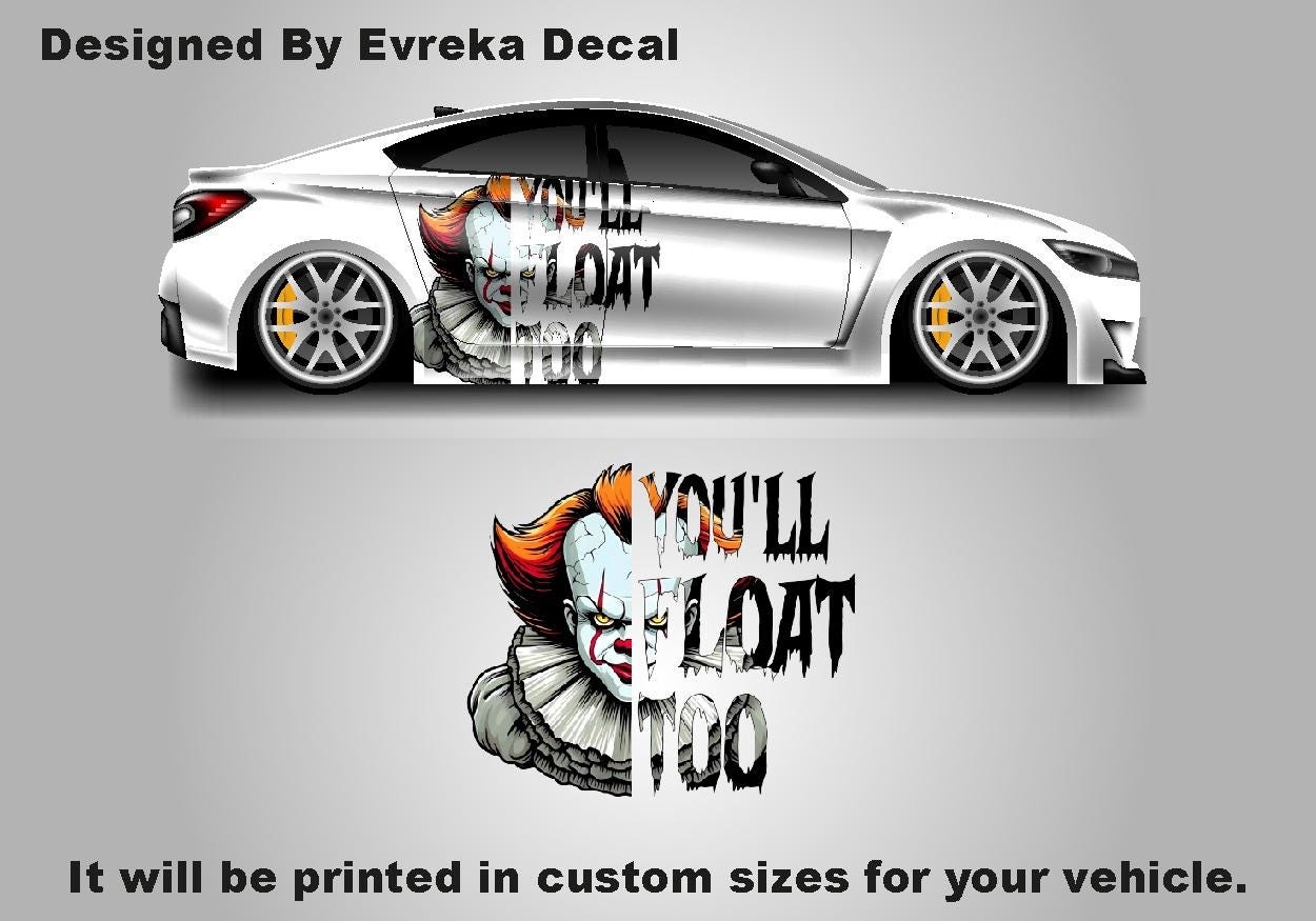 Halloween Pennywise IT, Horrorclown, Car Livery, Cast Vinyl Wrap, Universal Size, Car Wrap • Passenger Side / One Pcs - Evreka Decal