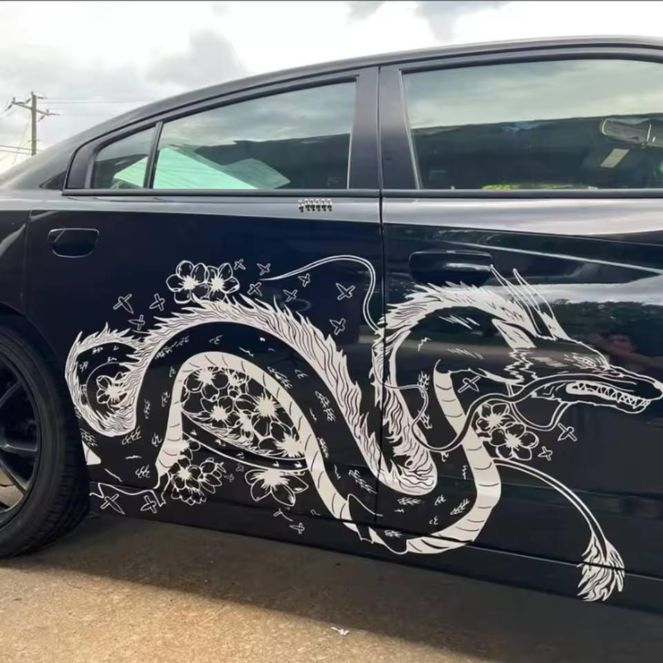 2x Large Anime Dragon Truck Car Sticker Decal Hood Door Body Side Manga Animal Vinyl for Bumper Jeep Ford - Evreka Decal
