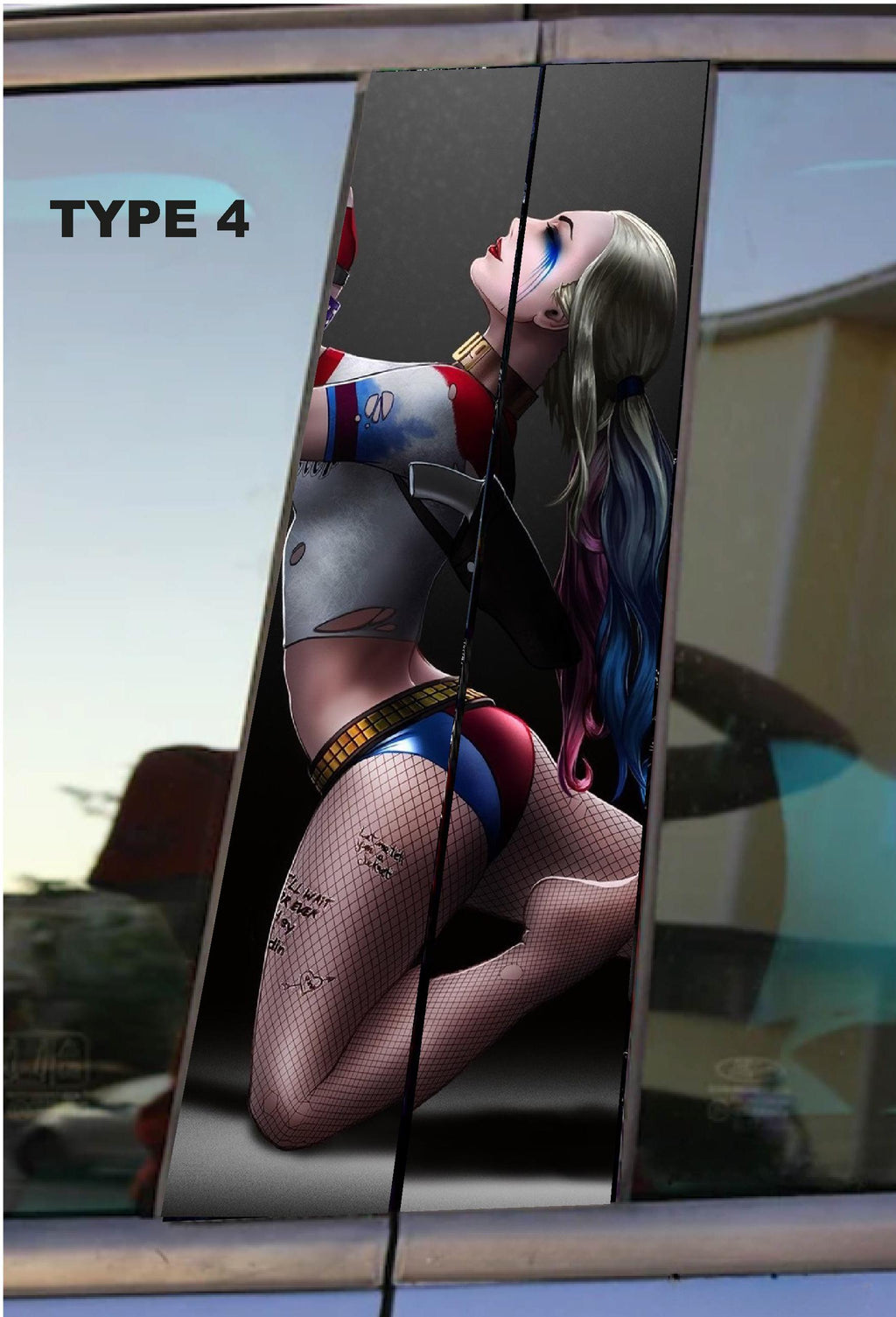 Harley Quınn Car Doors Livery Pillar Decal Sticker Wrap - Harley Quınn Car Decal - high quality graphics - fits for any vehicle