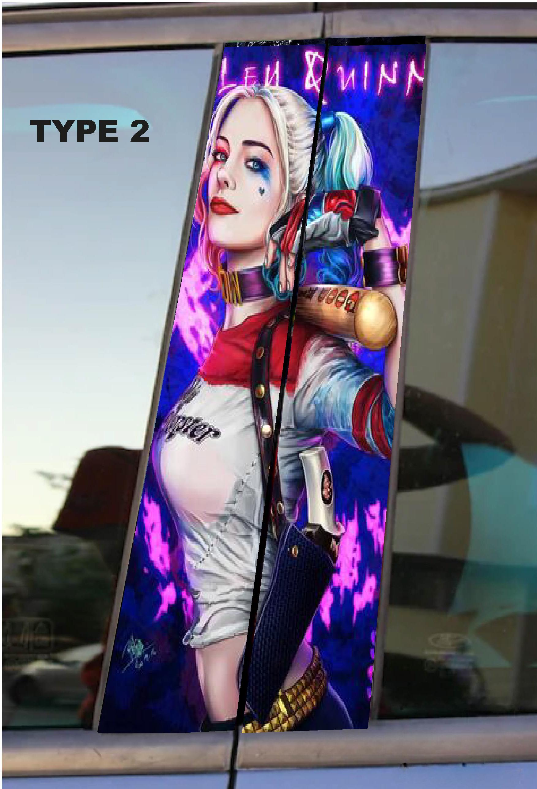 Harley Quınn Car Doors Livery Pillar Decal Sticker Wrap - Harley Quınn Car Decal - high quality graphics - fits for any vehicle