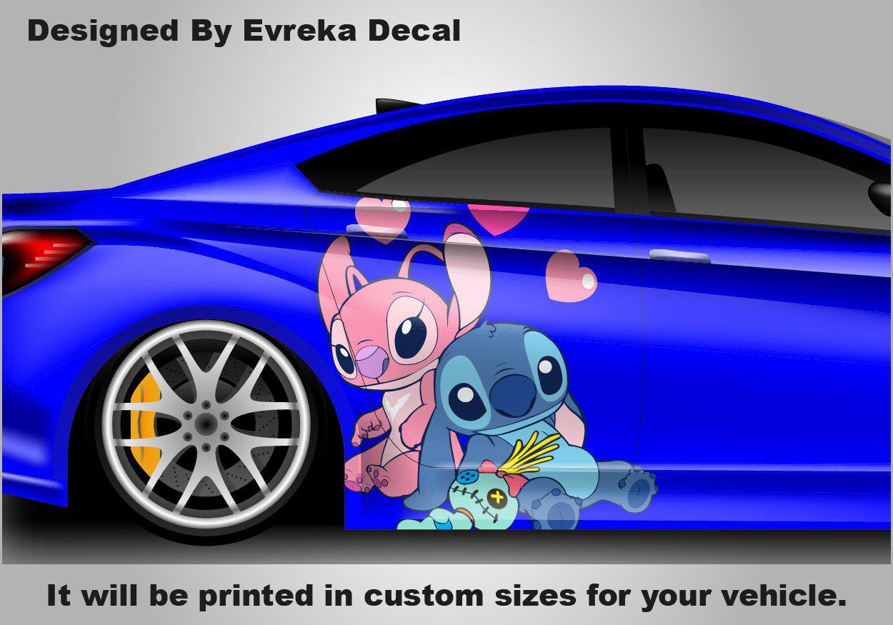 Stitch Pink And Blue, Car Livery, Cast Vinyl Wrap, Universal Size, Car Wrap, Car Decal, Car Foil Design, Car Livery