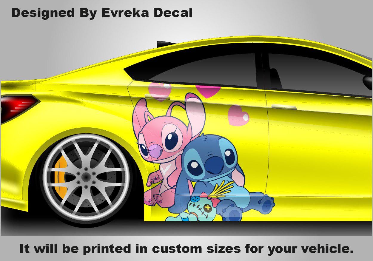 Stitch Pink And Blue, Car Livery, Cast Vinyl Wrap, Universal Size, Car Wrap, Car Decal, Car Foil Design, Car Livery