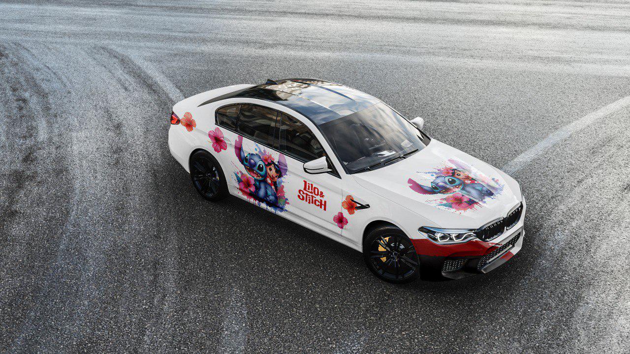 Lilo and Stitch, Car Livery, Cast Vinyl Wrap, Universal Size, Car Wrap, Car Decal, Car Foil Design