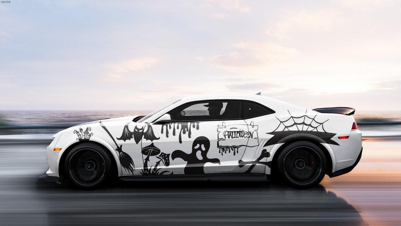 Halloween Car Side Decal: Bat & Ghost Design - Car Side Decal Car Livery