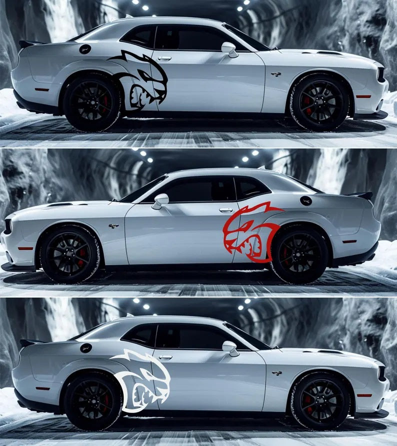 2x Oversized Hellcat Decal, Vinyl Wrap, Graphics, Charger, Challenger, SRT, Mopar